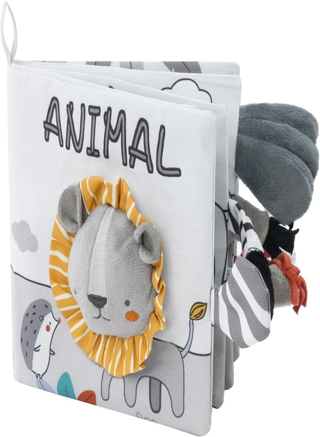 BeFunky لعبة كتب الأطفال من بي فانكي للأطفال من عمر 0 إلى 18 شهرًا، لعبة كتب حسية ناعمة للأطفال حديثي الولادة، كتب قماشية عالية التباين للمس والشعور مع صفارة، هدية ألعاب استحمام لتنمية المهارات المبكرة (أسد) - Image 1